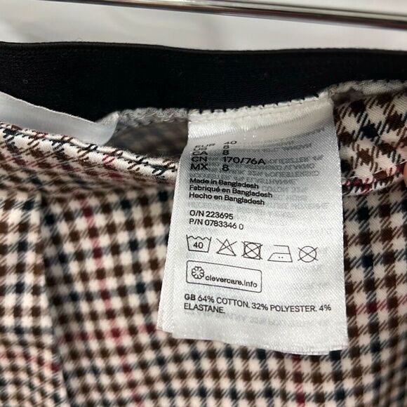 H&M brown & red checkered pull on ankle pants US 8 - Picture 6 of 7